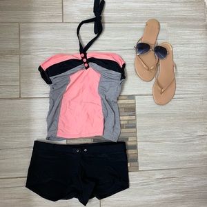PINK BLACK AND GRAY TANKINI
